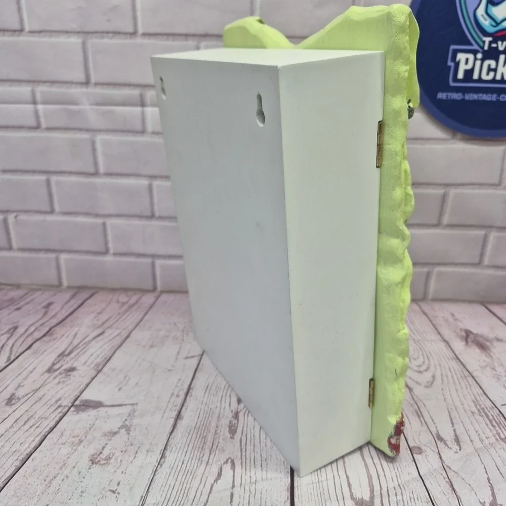 Distressed Country Green Overalls Wooden Wall Cabinet 3D Resin Front 12in x 9in
